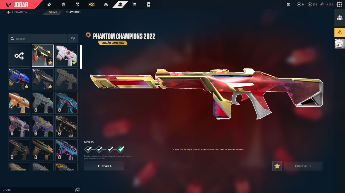 CONTA VALORANT com skin champions 2022