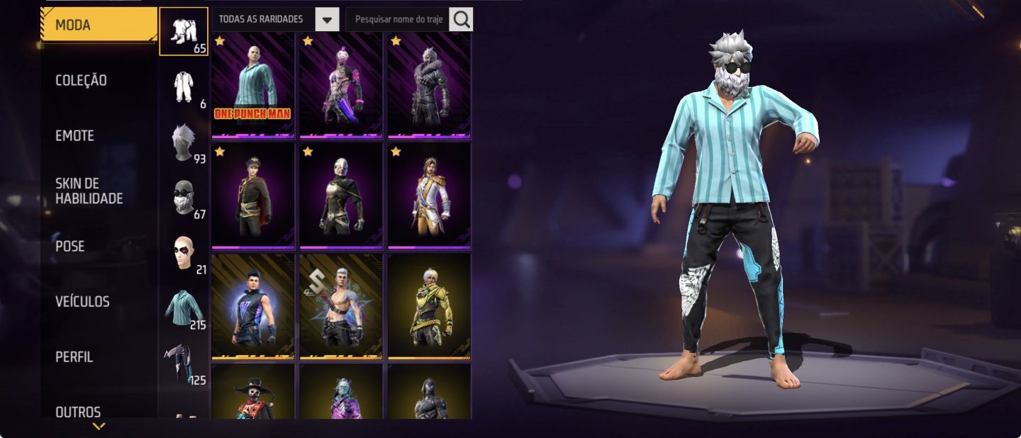 PÉ DESCALÇO+CALÇA ANGELICAL+ONE PUNCH MAN+2 PUNHOS+SKINS DE ANIME CONTA ANTIGA