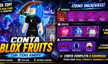 Conta de Blox Fruits rara e gemada muito upada