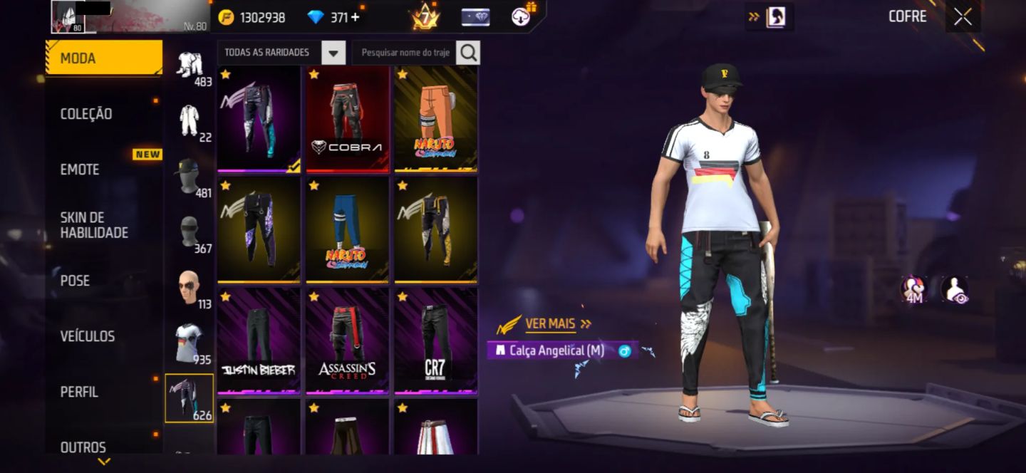 CONTA FREE FIRE GEMADA RARÍSSIMA! SEGUNDO PASSE MESTRE ANTIGO, 83 PASSES E ITENS
