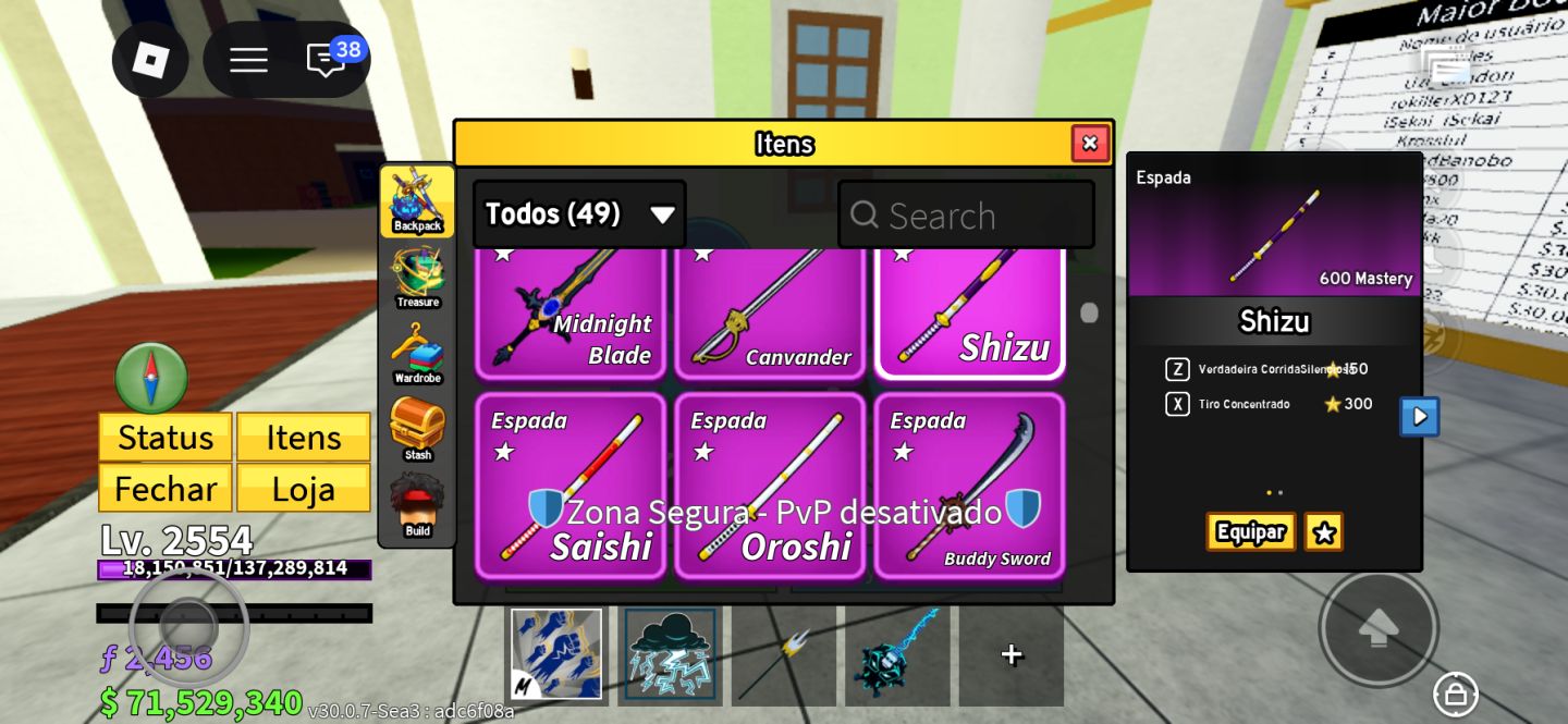 Conta blox fruits, Skin yoru v3 e varios itens raros