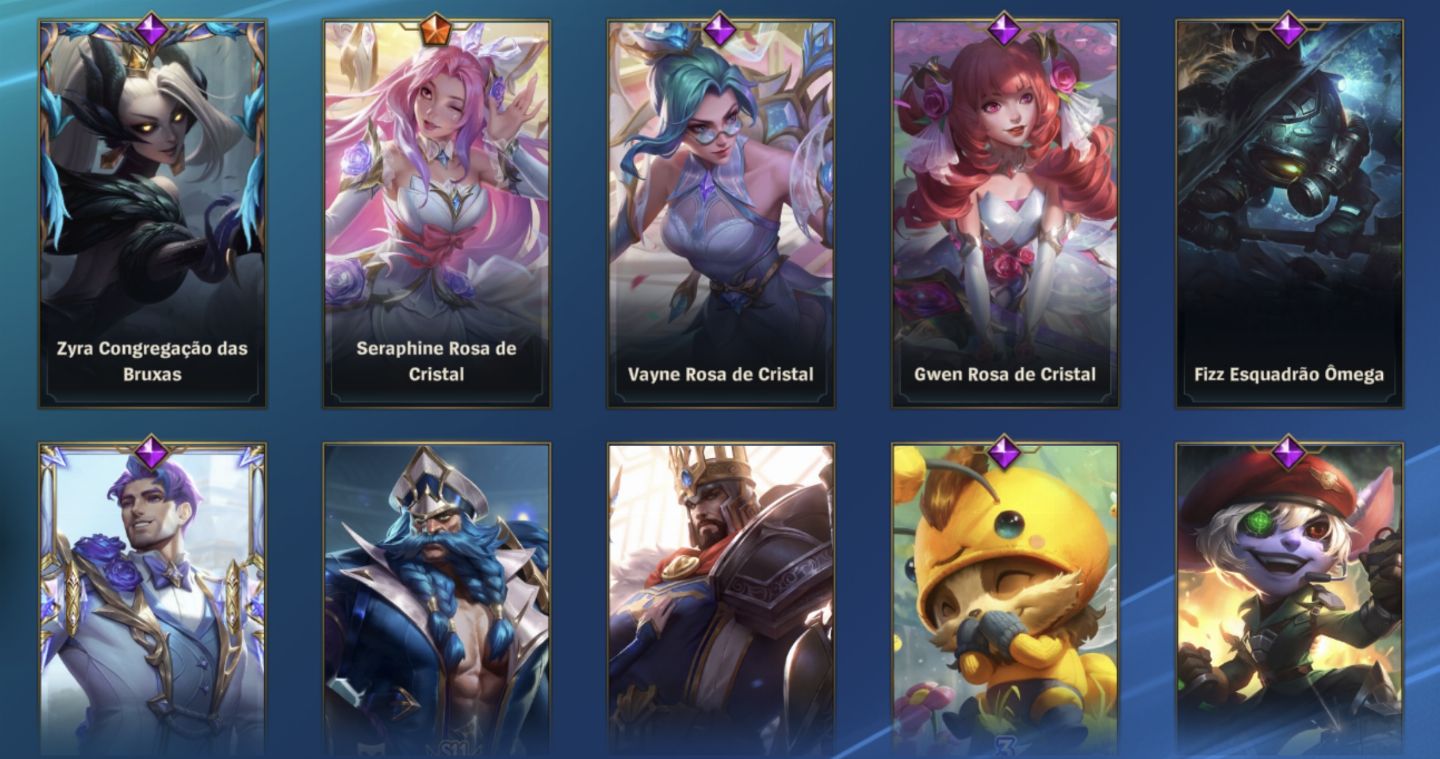 Conta wild rift com skins prestígio e lendárias.