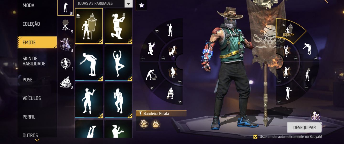 Conta Free Fire Veterana: Passes 4 Ao 9 + Full Ragnarok + Prime 7 + steamp punk