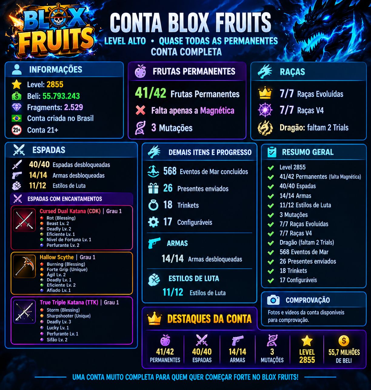 Conta Completa | Todas as Game Pass + 3 Mutações + Quase Todas as PERM + Skins