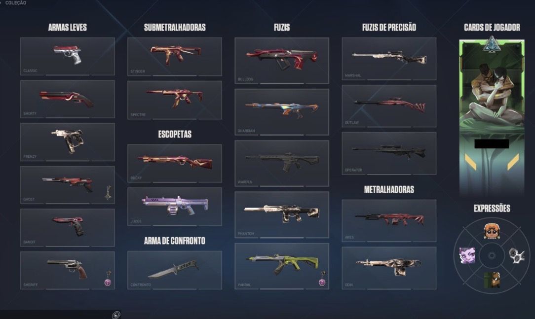Conta de valorant criada no beta skins tryhards