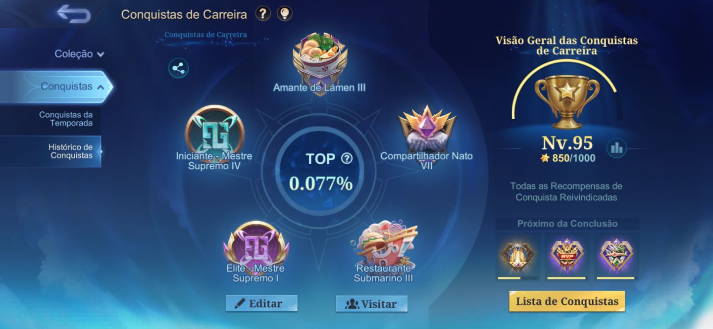 Conta Mobile Legends Alto Investimento passe e star ativos Skins Premium