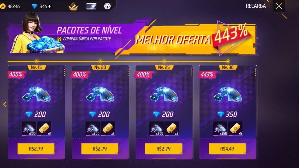 CONTA FREE FIRE LVL30 MESTRE 5 BR|MEGUMI |JIRAYA|KAKASHI |346 DIMAS E TROCA NICK