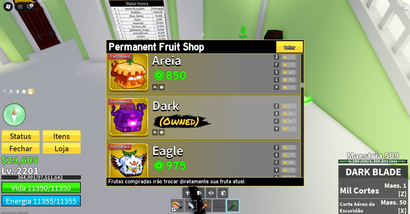 89% DE DESCONTO! CONTA RARA BLOX FRUITS DARK BLADE + SPIDER PERM + FAST BOATS
