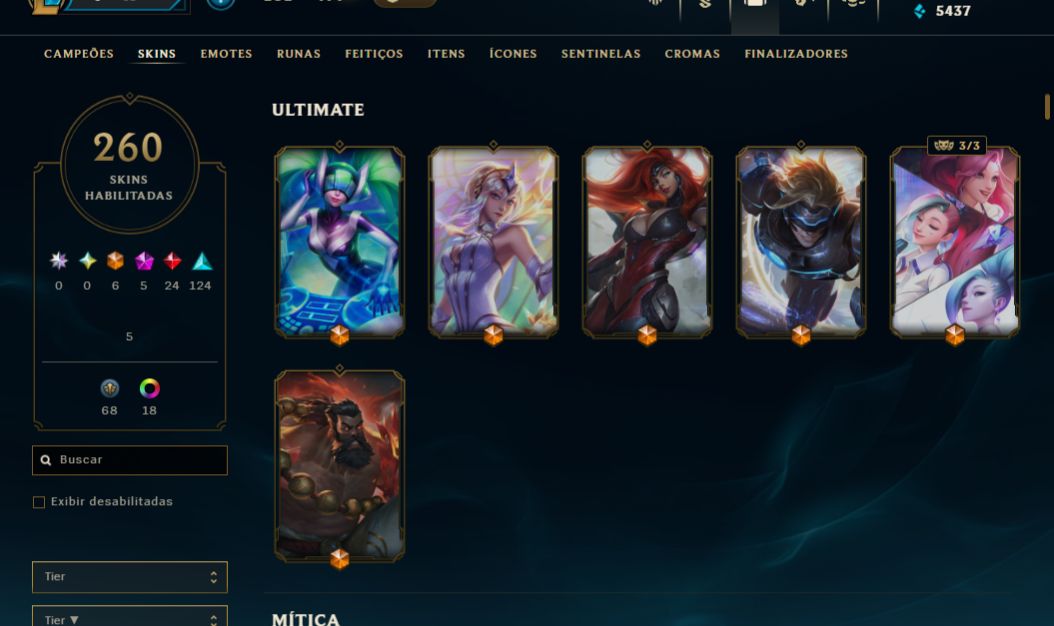 6 SKINS ULTIMATE | NIVEL 309 | GOLD III | 6 SKINS ULTIMATE | 260 SKINS NO TOTAL