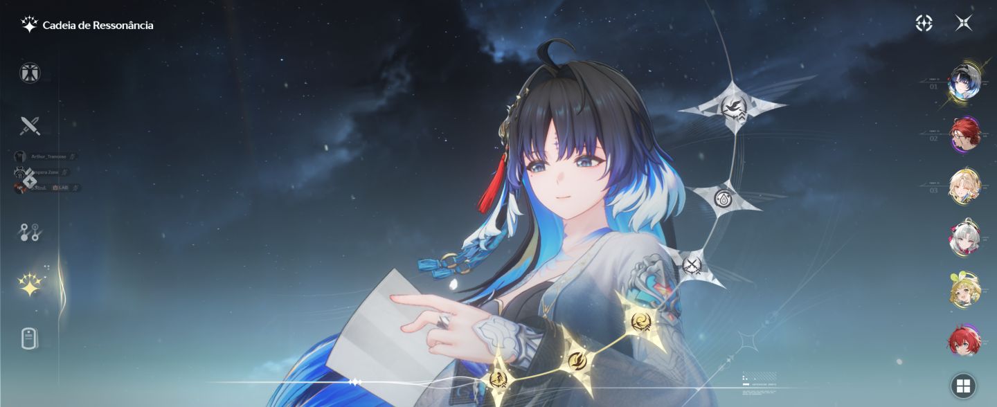 Conta de Wuwa com Yangyang xualing s3 + r1 Suisui, Lynae, Carllota e armas 5