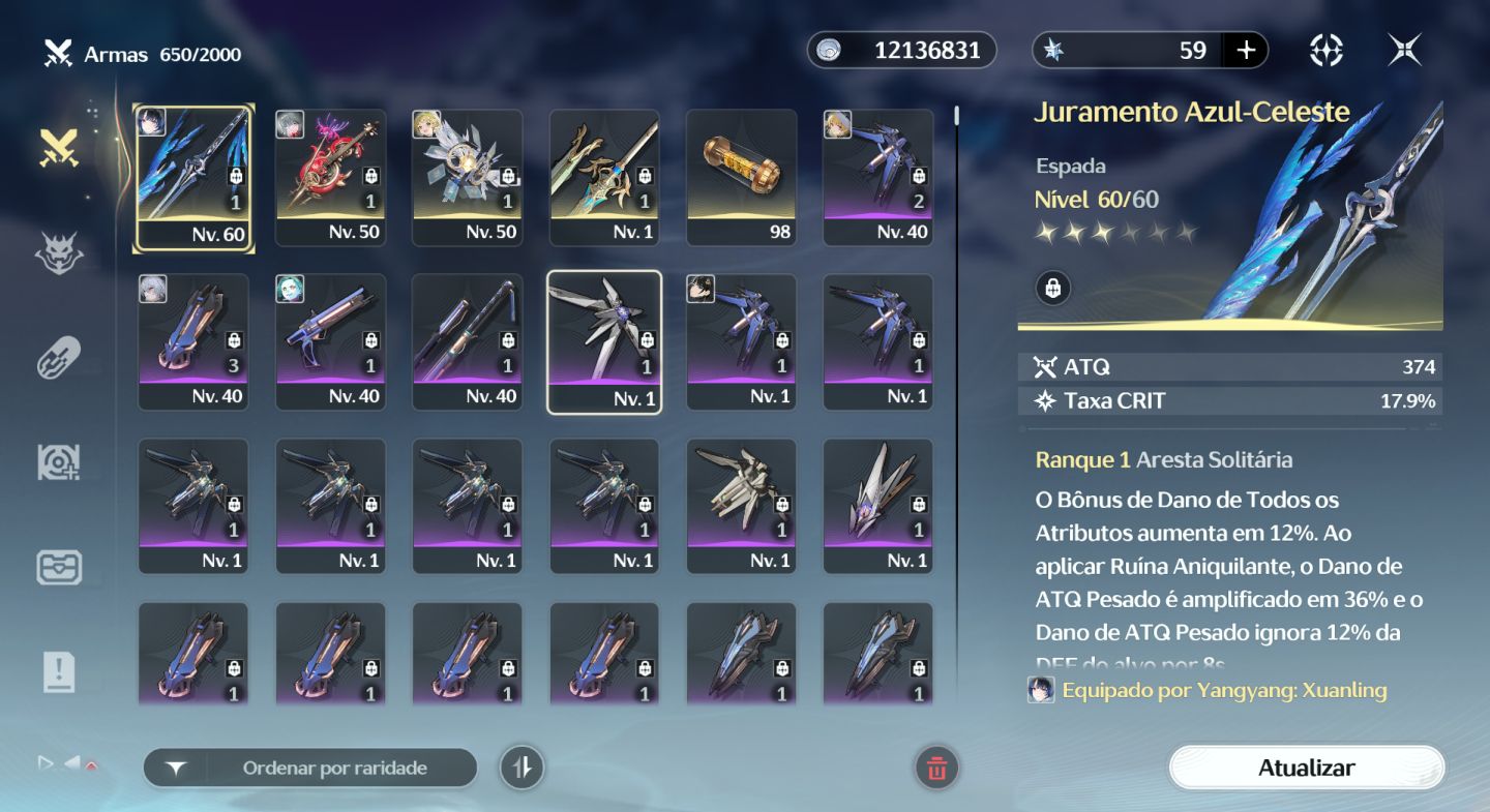 CONTA WUTHERING WAVES COM YANGYANG E2 + ARMA E OUTROS