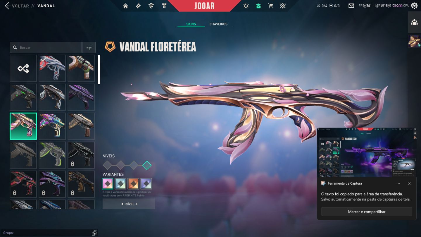 CONTA VALORANT LVL 232 | PLATINA | RGX + GAIA + GLITCHPOP + FACAS | FULL ACESSO