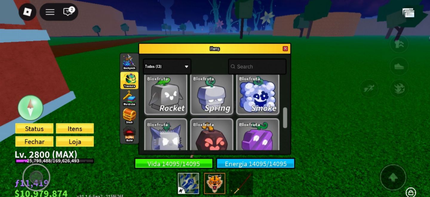 [LVL MAX] CONTA BLOX FRUITS TIGER FRUIT + PALE SCARF + ITENS RAROS