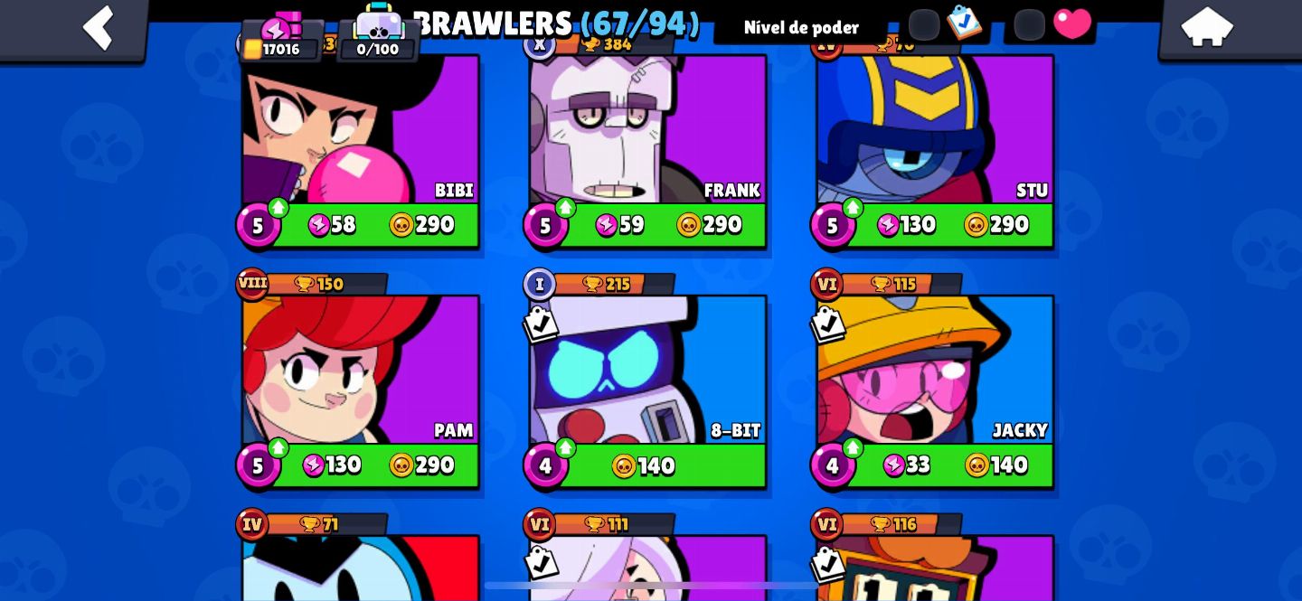 Conta Brawl Stars | 67 Brawlers | Skins Raras + 4 Passes