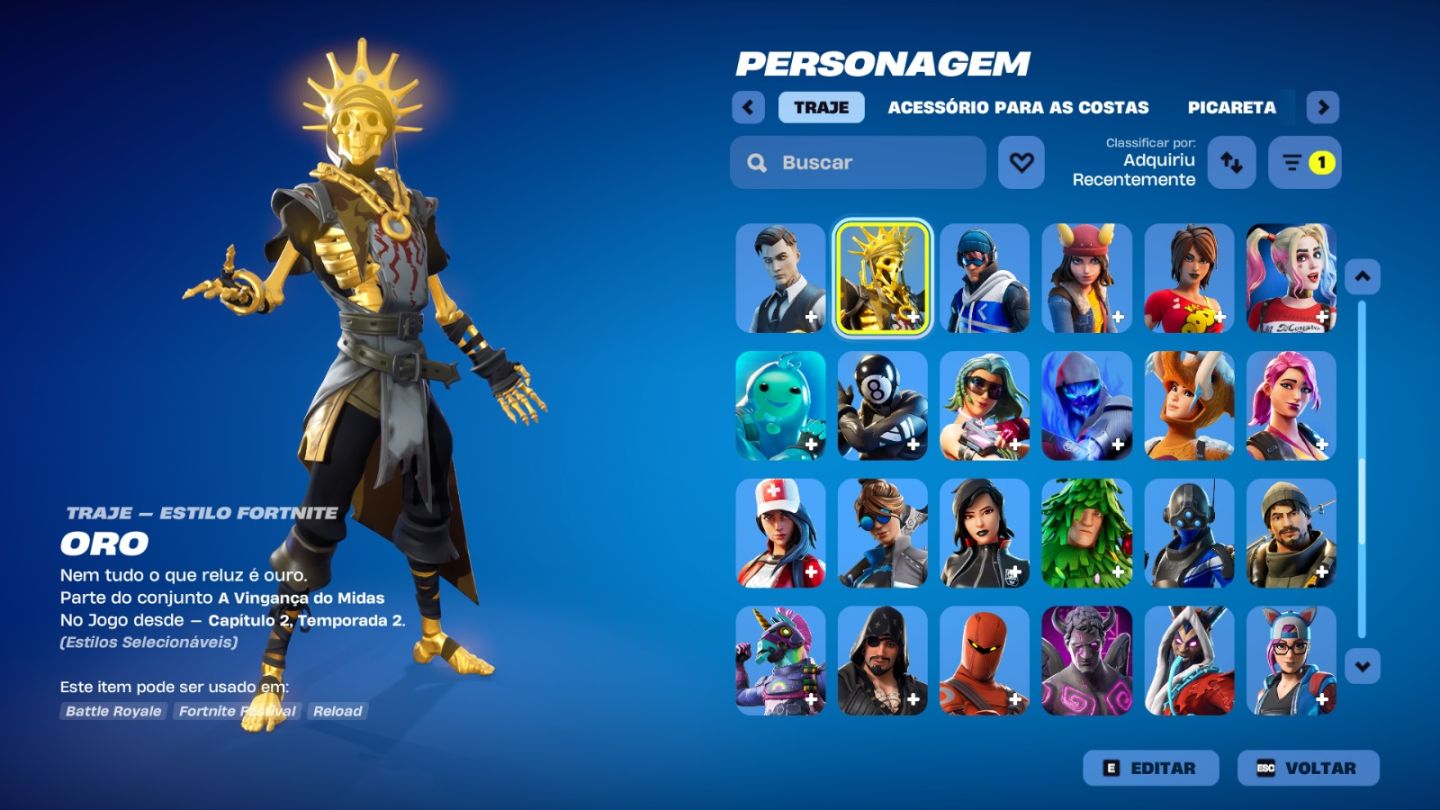 Conta Fortnite com varios personagens lendarios