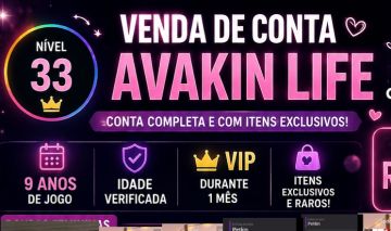 Conta unissex do avakin life 9 anos de jogo nível 33 verificada adulta
