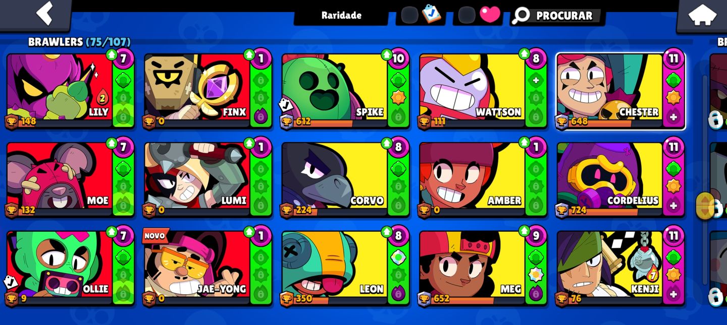 BRAWL STARS 75 BRAWLERS | NÍVEL 101 | 17.750 TROFÉUS | 9 LENDÁRIOS | 166 SKINS