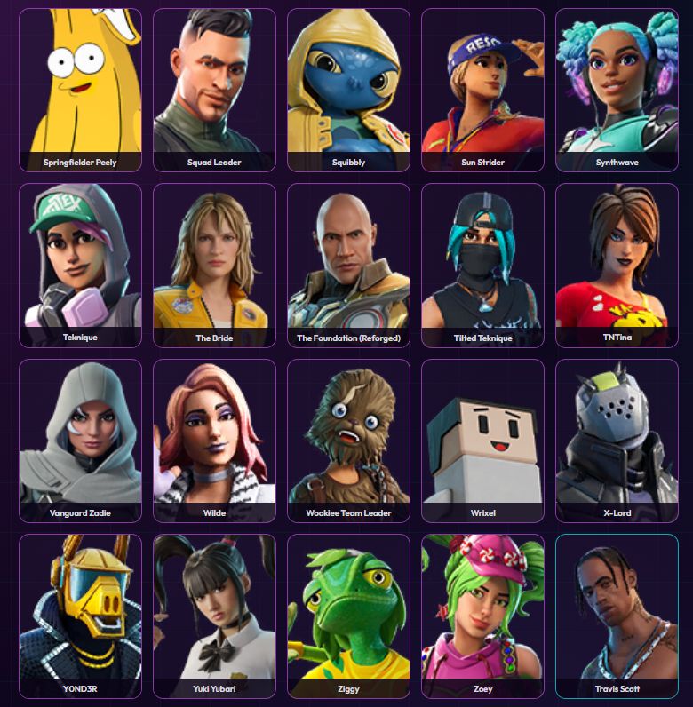 Conta com passe temporada 5, 6 e 7 e travis scott MAIS DE 90 SKINS - FULL ACESSO