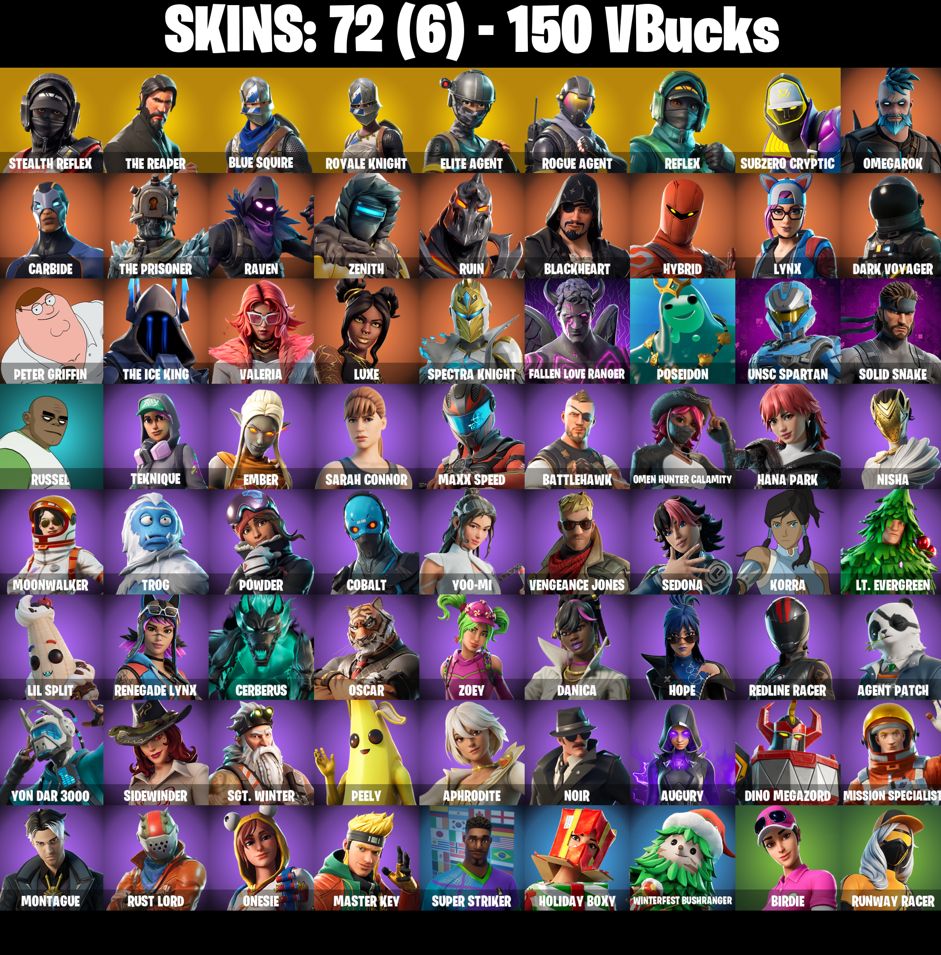 Conta Fortnite OG com Reflexo Furtivo | S2 Cavaleiros | S3 Ceifador e 72 Skins.