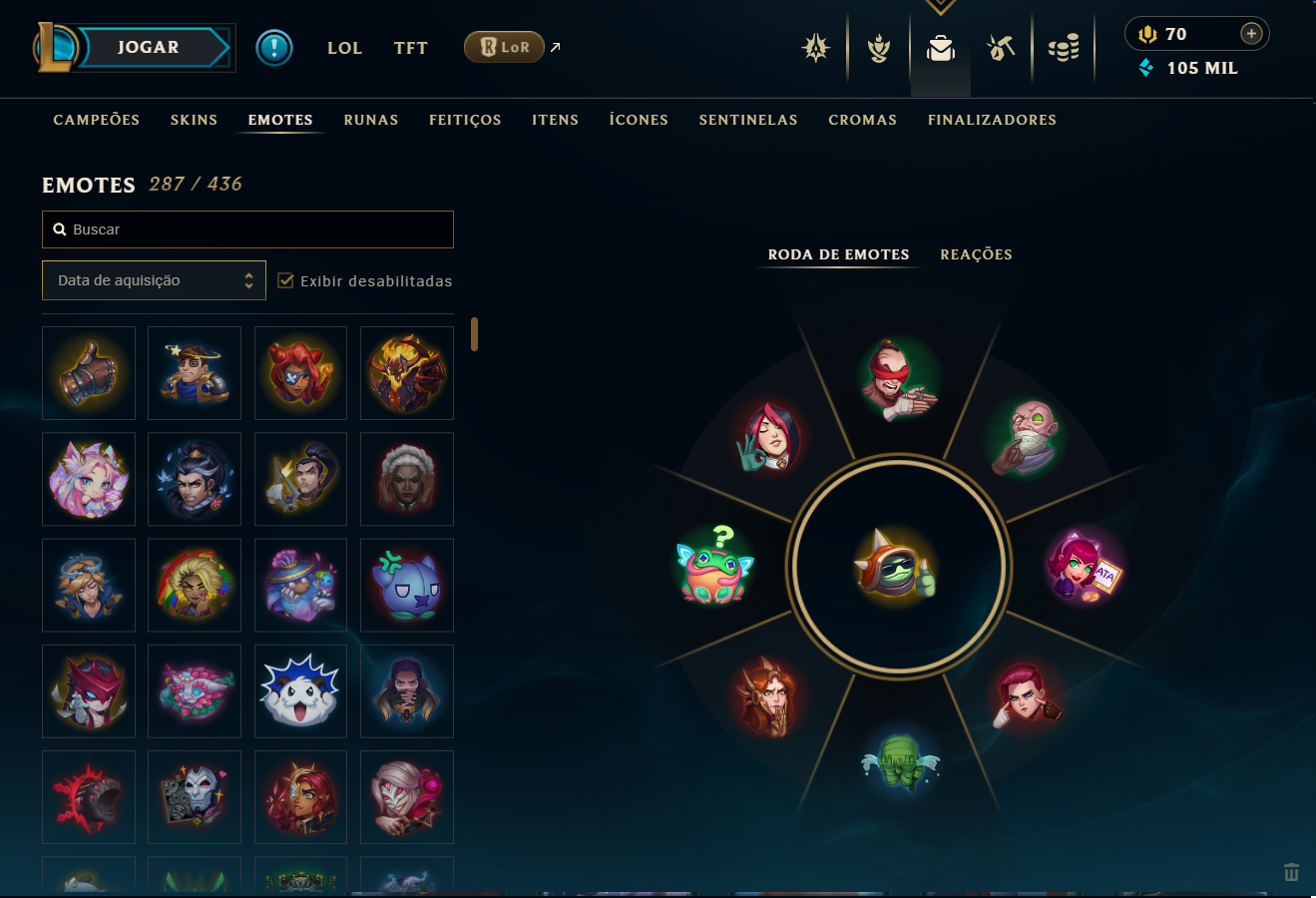 Conta LoL Esmeralda atual, 2013, 288 Skins, Todos Campeões