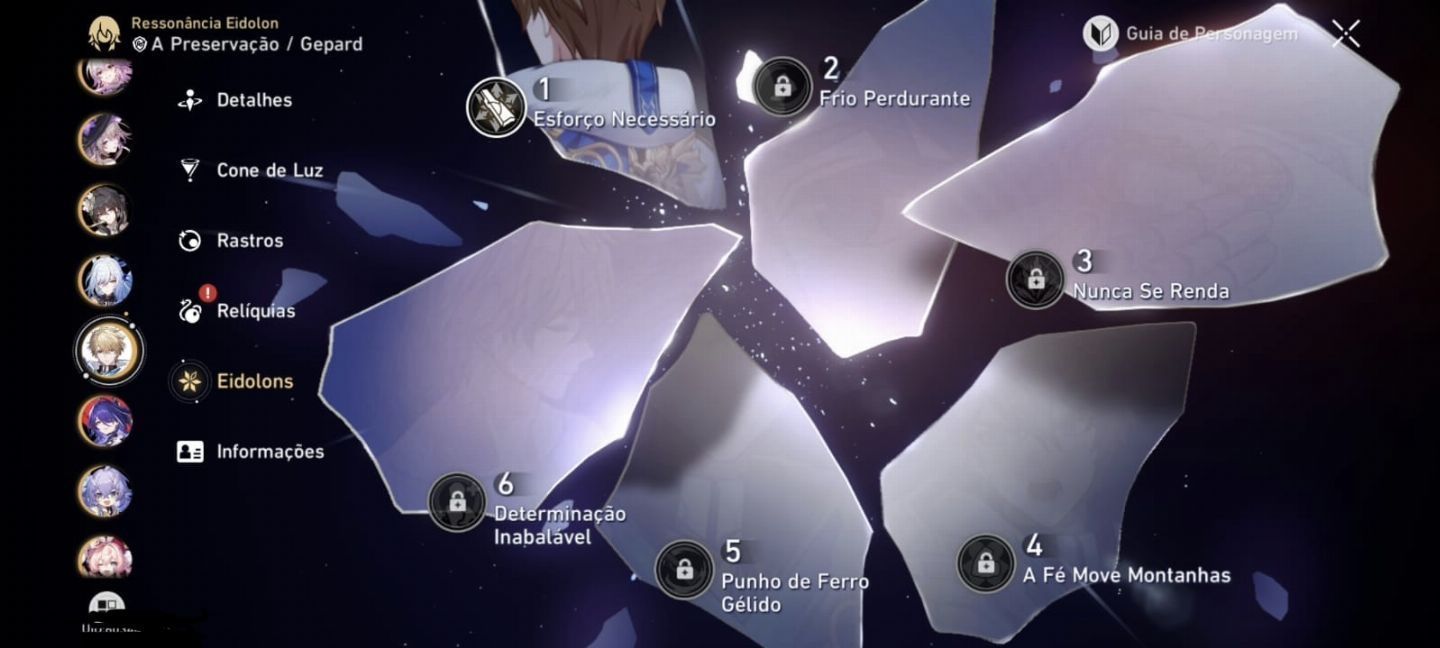 Conta de Honkai Star rail level 70 com vários personagens