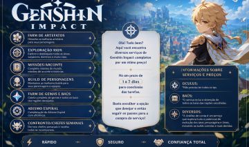 SERVIÇOS DE GENSHIN IMPACT , melhores preços e negociação