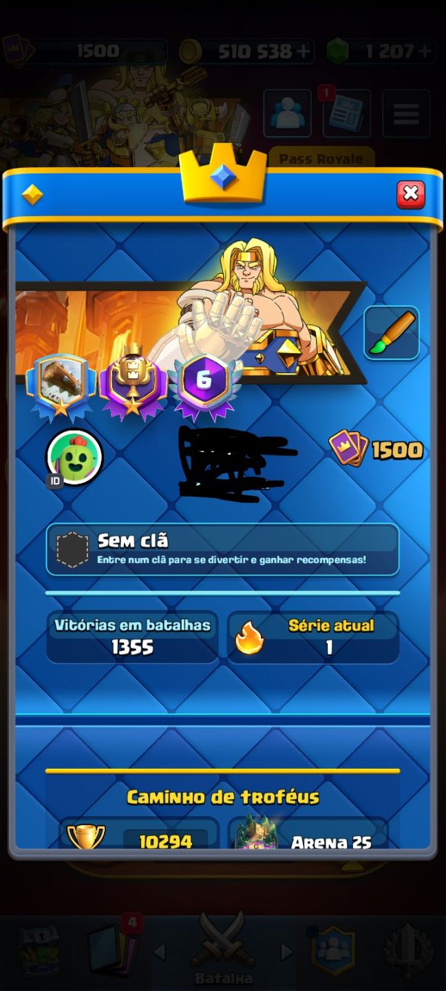 Conta de Clash Royale com 10000 mil troféus 1200 gemas