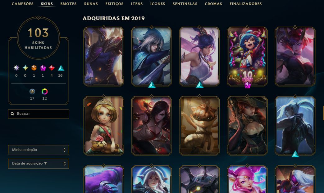 Conta lol 2012 - 103 Skins