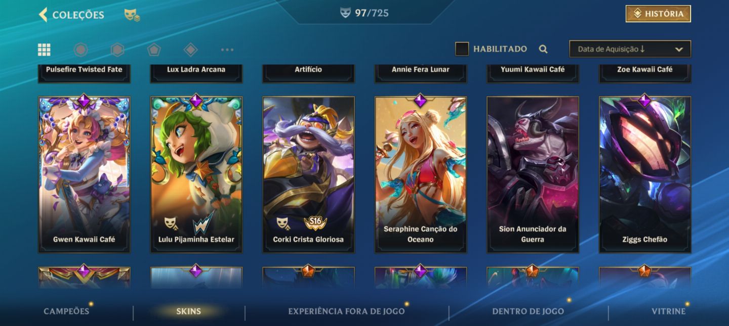 Conta wild rift com quase 100 skins