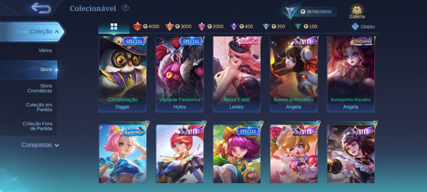 Conta Mobile Legends com várias skins disponíveis