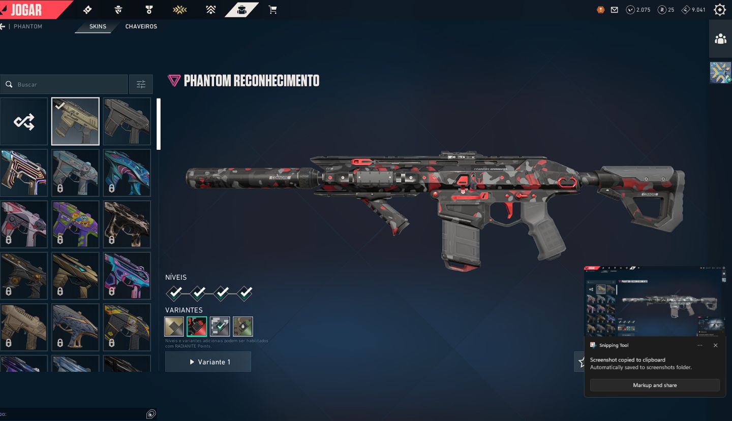 Conta valorant com skins e 2075 vp points