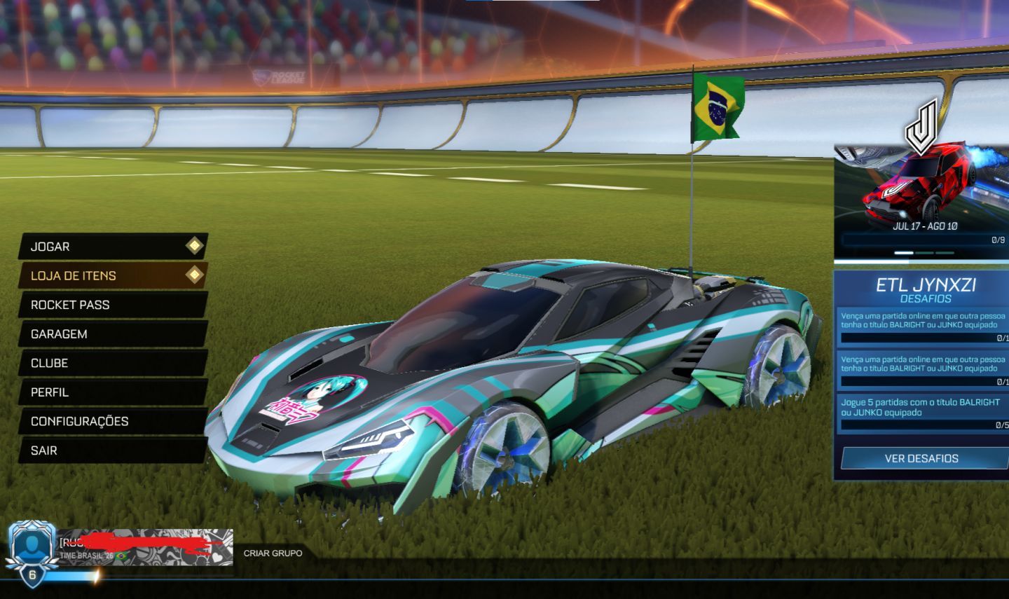 Continha top de Rocket league de 2 anos lv de xp 283