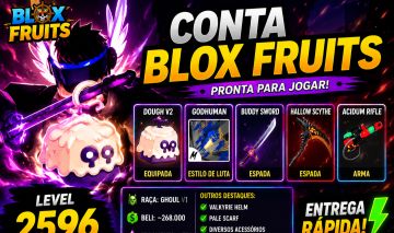 Conta Blox Fruits Lv. 2596|Dough V2|Godhuman|Hallow Scythe