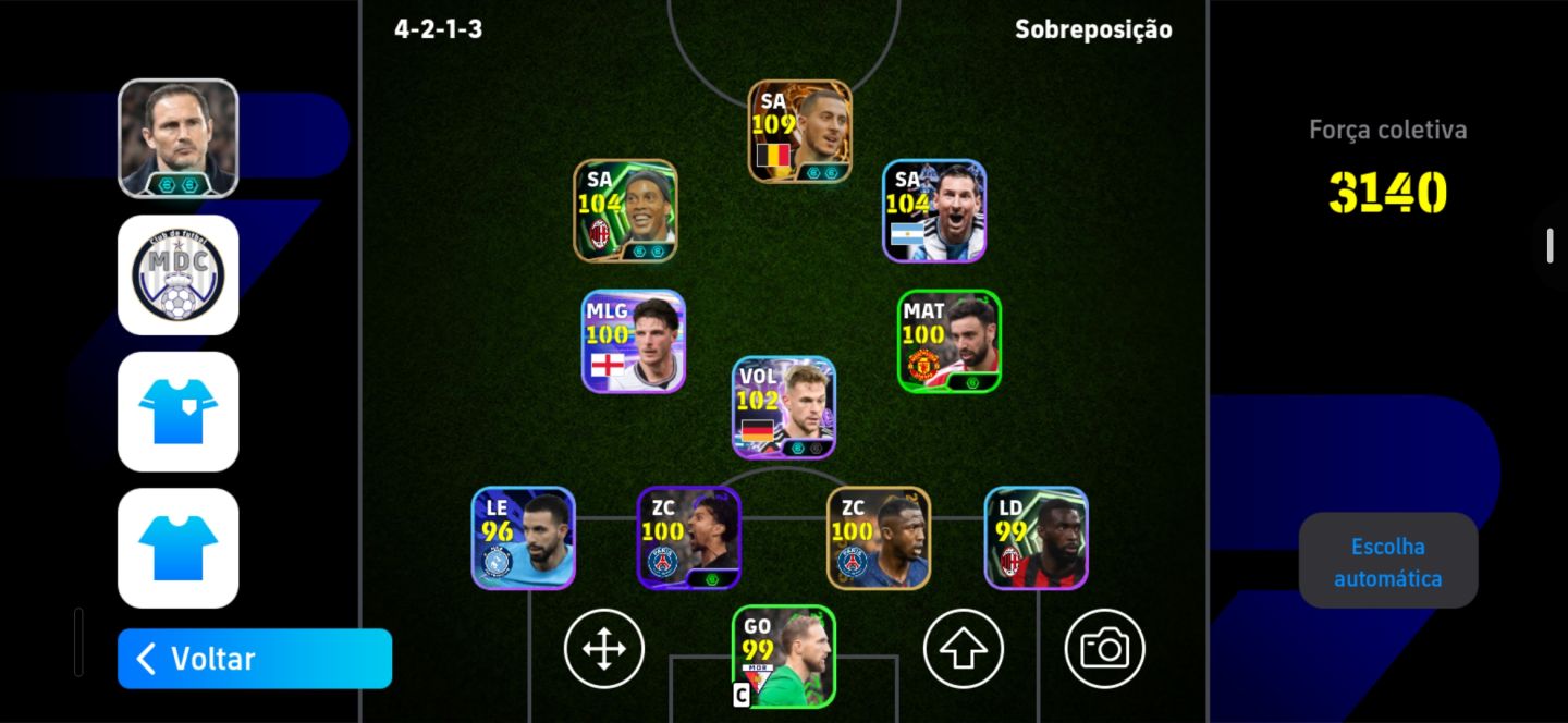 Conta eFootball para rápido com hazard 109 e Ronaldinho 104