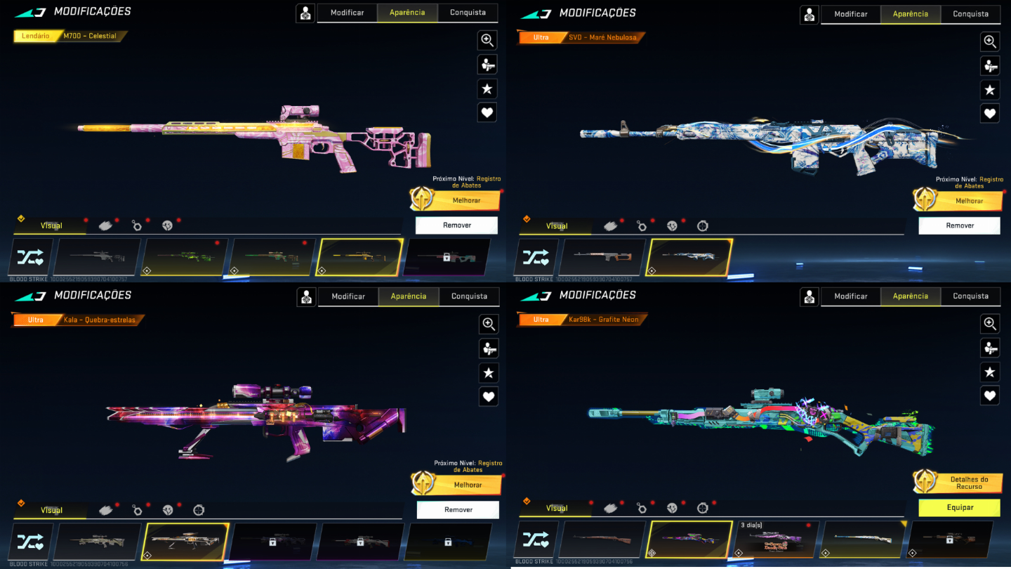 CONTA BLOOD STRIKE COM VARIAS SKINS 1 EVO 11 ETERNAS E 31 ULTRAS