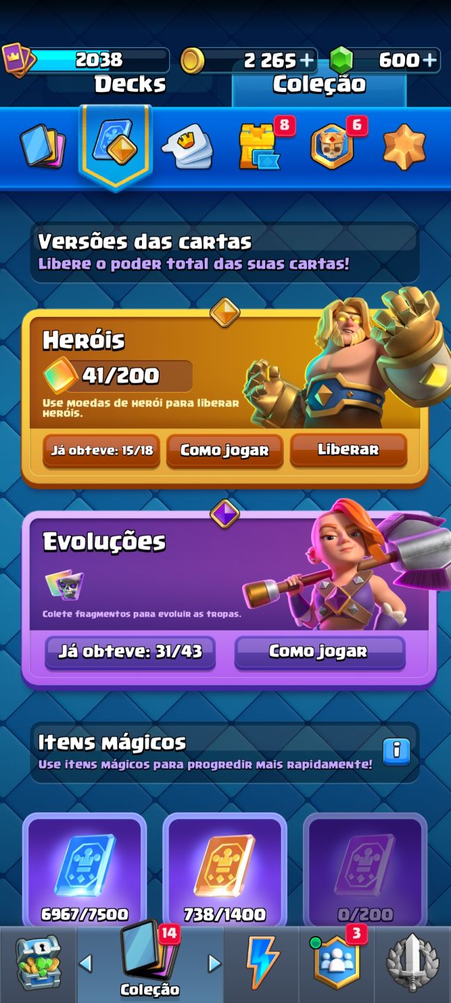 Conta lvl 16 clash royale medalha 10 anos quase full