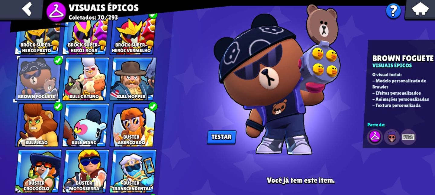 Conta brawl stars com muitas skins e todos os brawlers