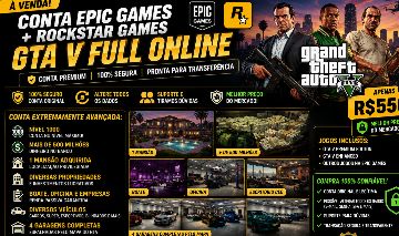CONTA EPIC GAMES + ROCKSTAR À VENDA GTA V FULL ONLINE
