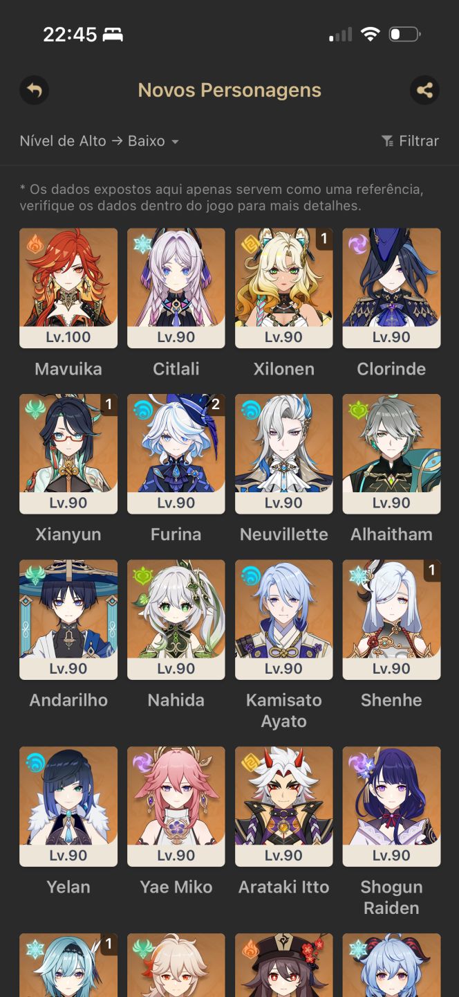 CONTA GENSHIN FURINA C2, MAVUIKAR1, XILONENC1R1, 31 T5 (VALOR NEGOCIÁVEL