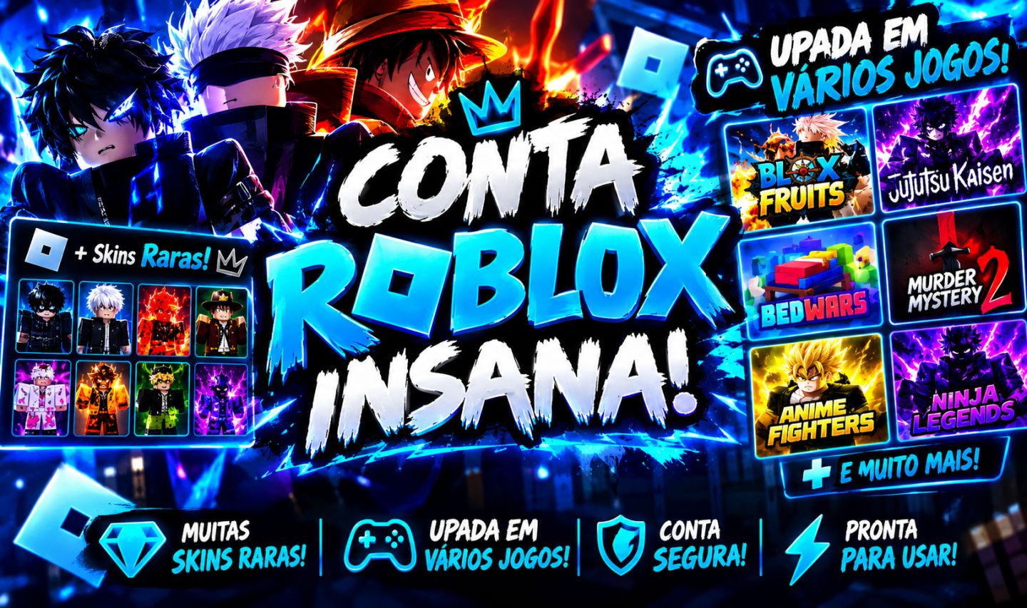 CONTA ROBLOX INSANA! UPADA EM VÁRIOS JOGOS + MUITAS SKINS RARAS! E GAMEPASSES!