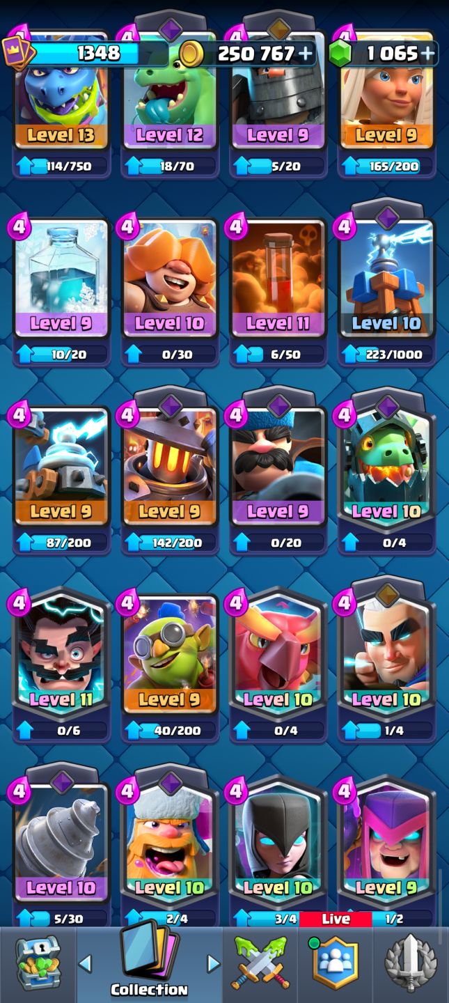 CR | CONTA CLASH ROYALE COM 7611 TROFEUS ARENA 20 | COM EVO E HEROICO