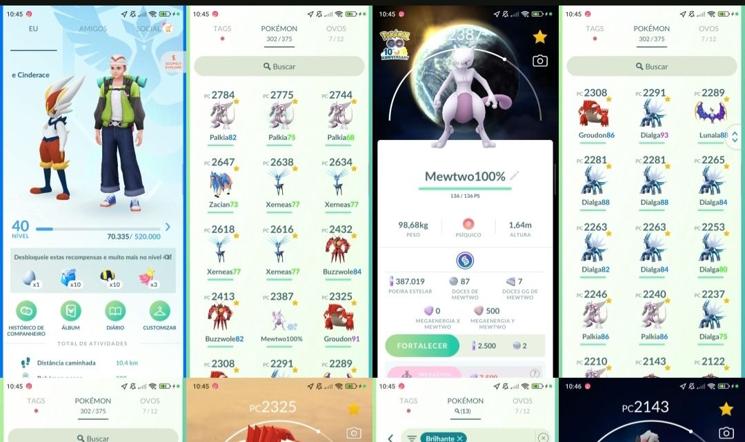 Pokémon Go LVL 40 | Mewtwo 100% com Fundo | 35 Lendários | Shinys Q270