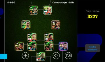 Conta efootball com Neymar das olimpíadas e Messi do trio msn e bale