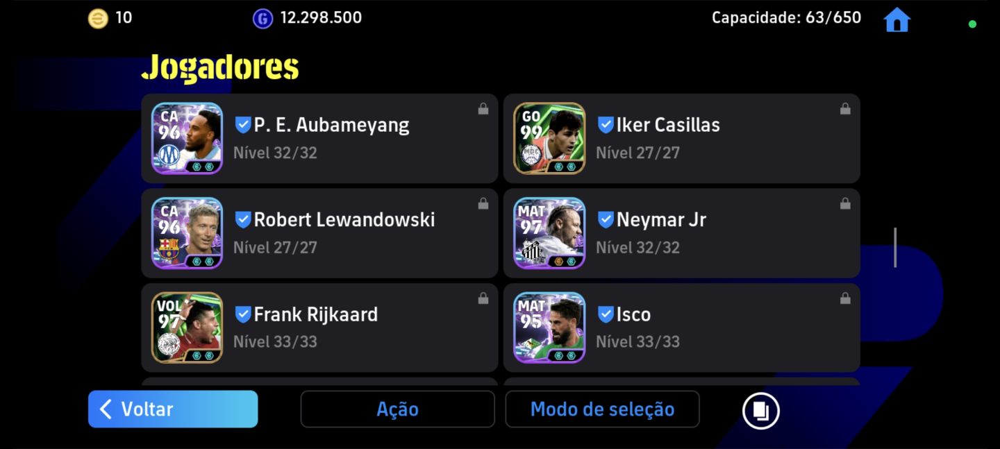 CONTA DE EFOOTBALL MOBILE COM VÁRIOS ÉPICOS