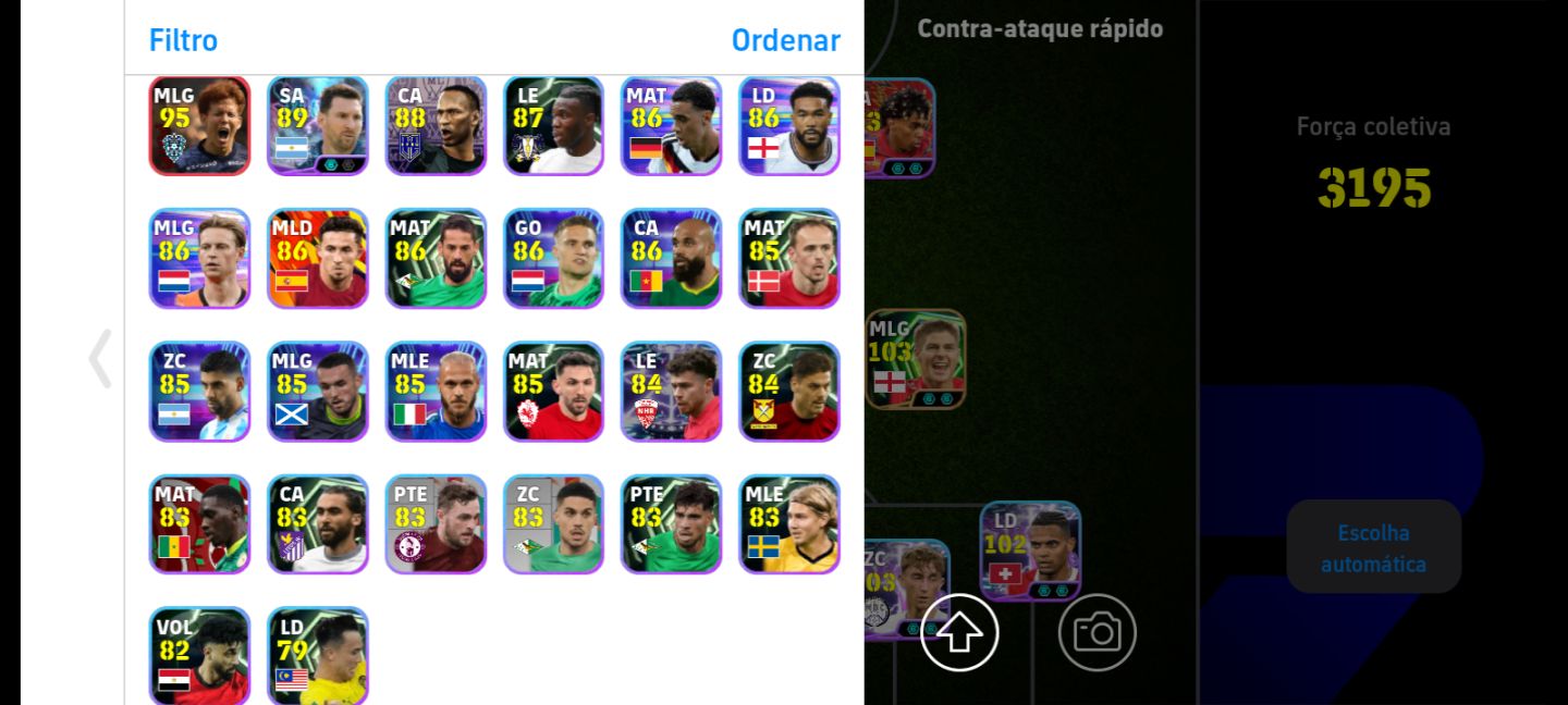 Conta Efootball RARA! 3195 Força Coletiva | Romero 106 + Suárez Blitz + Edimilso