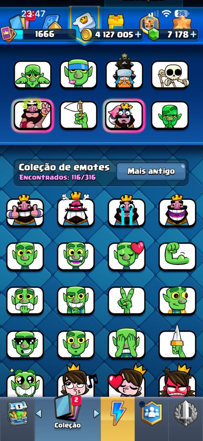 Conta clash royale arena max +4milhao ouro +7k gema