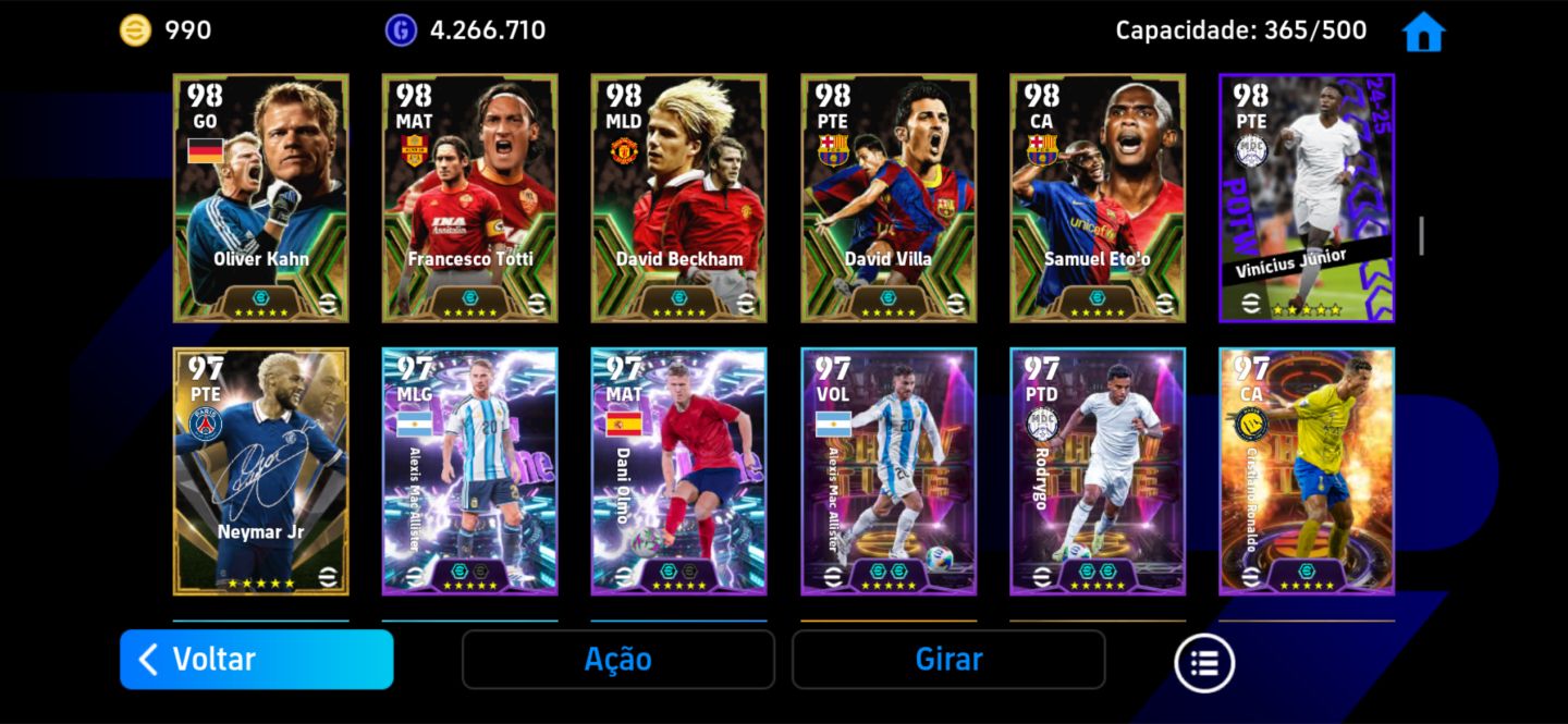 CONTA DE EFOOTBALL MOBILE COMPLETA