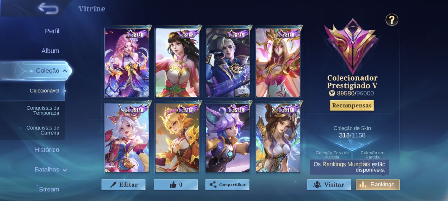 Conta Móbile legends Colecionador Prestigiado