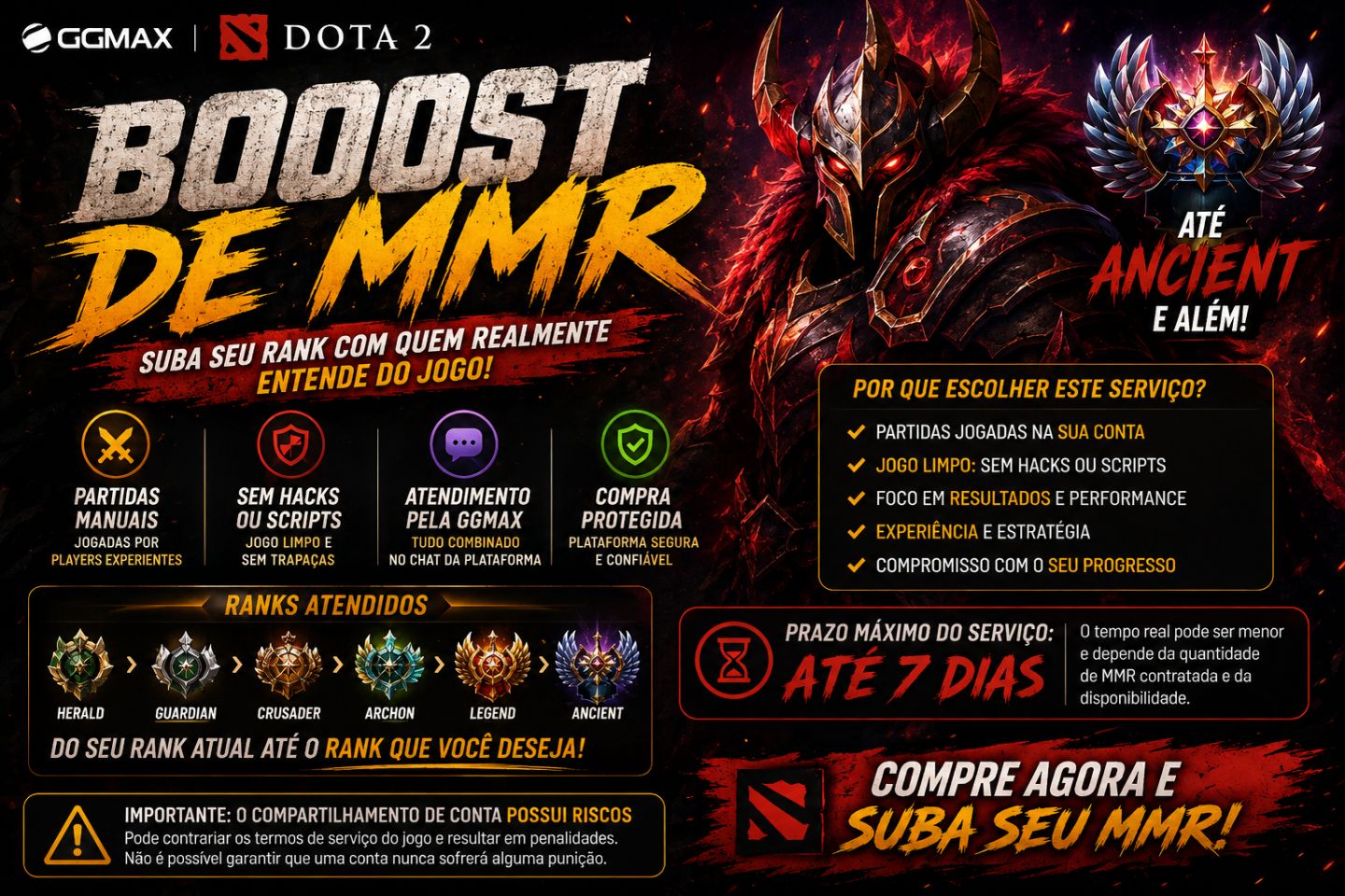 DOTA 2 | BOOST DE MMR | ATÉ ANCIENT | RÁPIDO E PROFISSIONAL