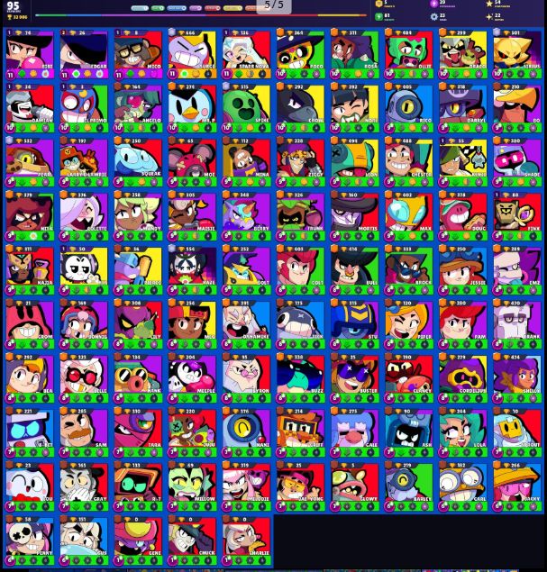 Conta Brawl Stars 95 BRAWLERS 32K
